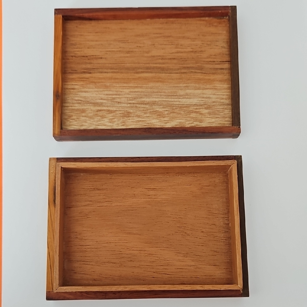 Geometric Wooden Box with Triangular Inlays - Picture 3 of 4